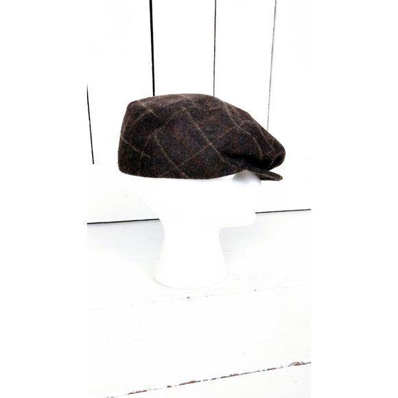 Brown plaid checkered newsboy cap/paperboy hat/medium - Picture 2 of 6